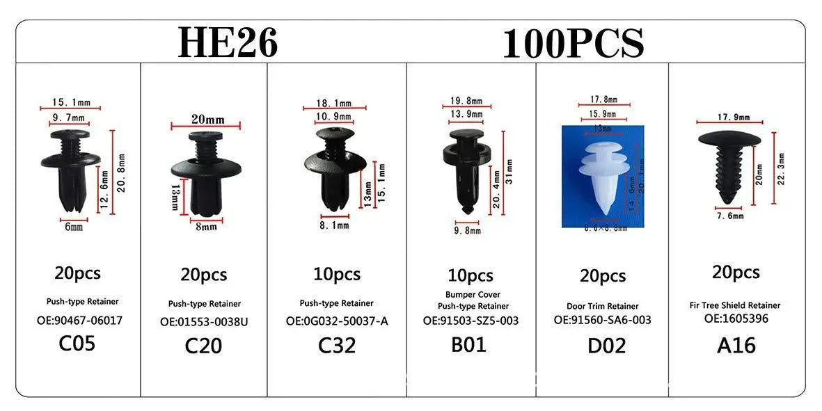 100pcs Auto Car Fastener Clips