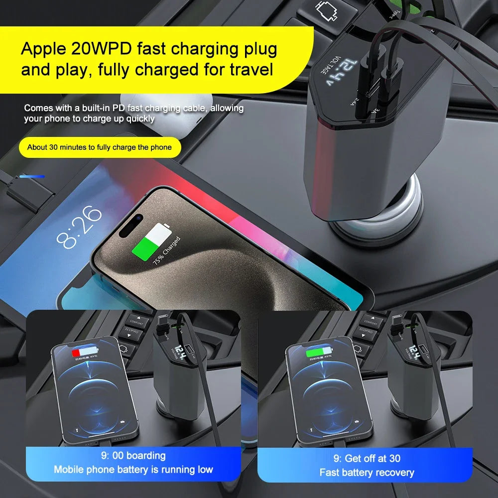 120W Quick Charger iphone/Android Cables