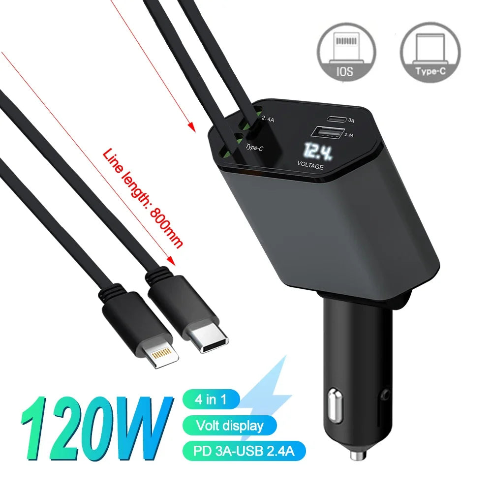 120W Quick Charger iphone/Android Cables